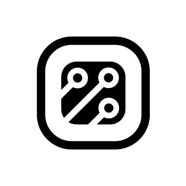 Elektronik devre ince düz vektör illüstrasyon sembolü izole şablon. Devre panosu simgesi vektör illüstrasyon logo şablonu herhangi bir amaç için izole edildi.