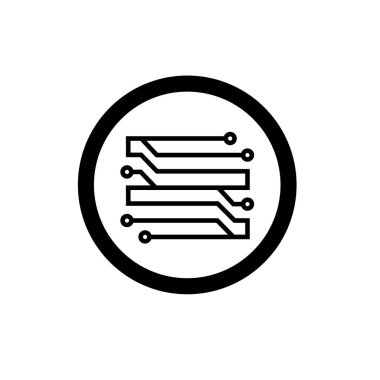 Elektronik devre ince düz vektör illüstrasyon sembolü izole şablon. Devre panosu simgesi vektör illüstrasyon logo şablonu herhangi bir amaç için izole edildi.