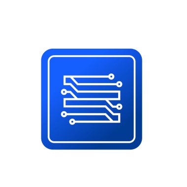 Elektronik devre ince düz vektör illüstrasyon sembolü izole şablon. Devre panosu simgesi vektör illüstrasyon logo şablonu herhangi bir amaç için izole edildi.