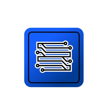 Elektronik devre ince düz vektör illüstrasyon sembolü izole şablon. Devre panosu simgesi vektör illüstrasyon logo şablonu herhangi bir amaç için izole edildi.