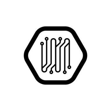 Elektronik devre ince düz vektör illüstrasyon sembolü izole şablon. Devre panosu simgesi vektör illüstrasyon logo şablonu herhangi bir amaç için izole edildi.