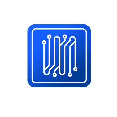 Elektronik devre ince düz vektör illüstrasyon sembolü izole şablon. Devre panosu simgesi vektör illüstrasyon logo şablonu herhangi bir amaç için izole edildi.