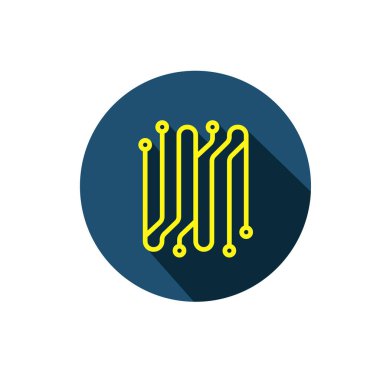 Elektronik devre ince düz vektör illüstrasyon sembolü izole şablon. Devre panosu simgesi vektör illüstrasyon logo şablonu herhangi bir amaç için izole edildi.