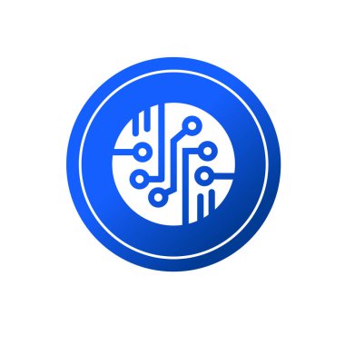 Elektronik devre ince düz vektör illüstrasyon sembolü izole şablon. Devre panosu simgesi vektör illüstrasyon logo şablonu herhangi bir amaç için izole edildi.