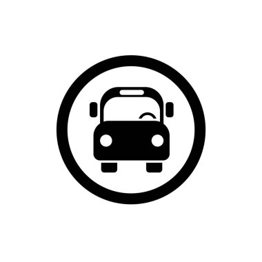 Okul servisi simgesi vektör illüstrasyon sembolü izole şablon. Herhangi bir amaç için izole edilmiş otobüs simgesi vektör illüstrasyon logo şablonu.