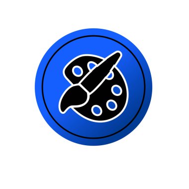 Boya fırçası palet simgesi vektör illüstrasyon sembolü izole şablon. Fırça ve palet simgesi vektör resimleme logo şablonu herhangi bir amaç için izole edildi.