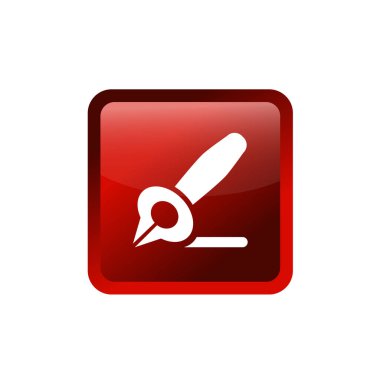 Çeşme kalem simgesi vektör illüstrasyon sembolü izole edilmiş şablon. Herhangi bir amaç için izole edilmiş rezervuar veya kartuş simgesi vektör illüstrasyon logo şablonu olan bir kalem.