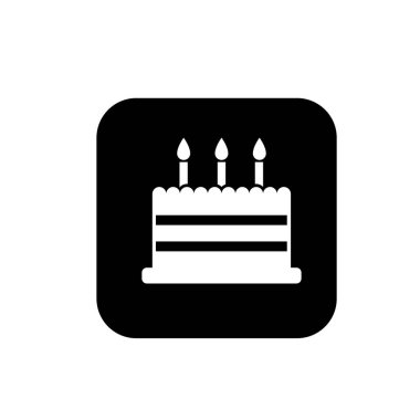 Doğum günü pastası ikonu vektör illüstrasyon sembolü izole şablon. Tart kek simgesi vektör illüstrasyon logo şablonu herhangi bir amaç için izole edildi.