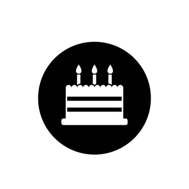 Doğum günü pastası ikonu vektör illüstrasyon sembolü izole şablon. Tart kek simgesi vektör illüstrasyon logo şablonu herhangi bir amaç için izole edildi.