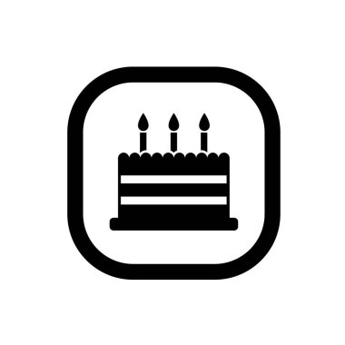 Doğum günü pastası ikonu vektör illüstrasyon sembolü izole şablon. Tart kek simgesi vektör illüstrasyon logo şablonu herhangi bir amaç için izole edildi.