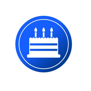 Doğum günü pastası ikonu vektör illüstrasyon sembolü izole şablon. Tart kek simgesi vektör illüstrasyon logo şablonu herhangi bir amaç için izole edildi.