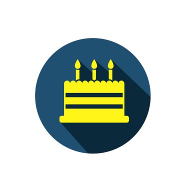 Doğum günü pastası ikonu vektör illüstrasyon sembolü izole şablon. Tart kek simgesi vektör illüstrasyon logo şablonu herhangi bir amaç için izole edildi.