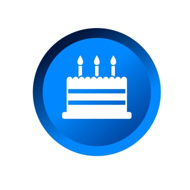 Doğum günü pastası ikonu vektör illüstrasyon sembolü izole şablon. Tart kek simgesi vektör illüstrasyon logo şablonu herhangi bir amaç için izole edildi.