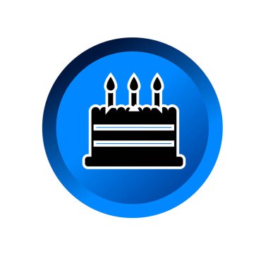 Doğum günü pastası ikonu vektör illüstrasyon sembolü izole şablon. Tart kek simgesi vektör illüstrasyon logo şablonu herhangi bir amaç için izole edildi.