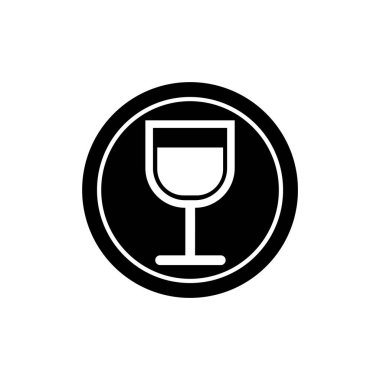 Cam düz ikon vektör illüstrasyon logosundaki şarap izole edilmiş şablon. Cam ve Şampanya sembolleri simge vektör illüstrasyon logo şablonu herhangi bir amaç için izole.