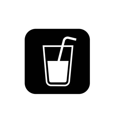 Bir bardak sütlü saman simgesi vektör çizimi izole şablonu. Herhangi bir amaç için izole edilmiş süt ikonu vektör illüstrasyon logo şablonu.