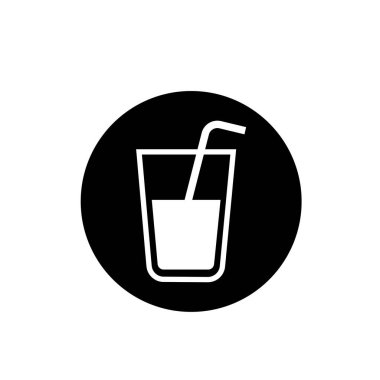 Bir bardak sütlü saman simgesi vektör çizimi izole şablonu. Herhangi bir amaç için izole edilmiş süt ikonu vektör illüstrasyon logo şablonu.