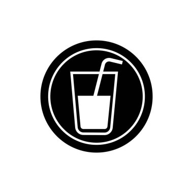 Bir bardak sütlü saman simgesi vektör çizimi izole şablonu. Herhangi bir amaç için izole edilmiş süt ikonu vektör illüstrasyon logo şablonu.