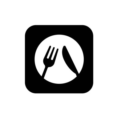 Çatal bıçak takımları ikon vektör illüstrasyon sembolü izole şablon. Çatal ve masa bıçağı utensil simge vektör çizim şablonu herhangi bir amaç için izole edildi.