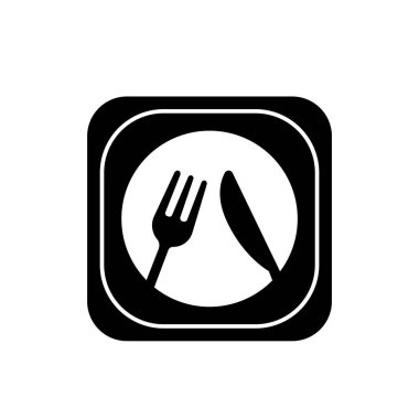 Çatal bıçak takımları ikon vektör illüstrasyon sembolü izole şablon. Çatal ve masa bıçağı utensil simge vektör çizim şablonu herhangi bir amaç için izole edildi.