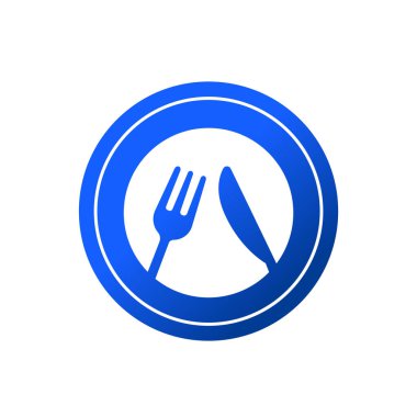 Çatal bıçak takımları ikon vektör illüstrasyon sembolü izole şablon. Çatal ve masa bıçağı utensil simge vektör çizim şablonu herhangi bir amaç için izole edildi.