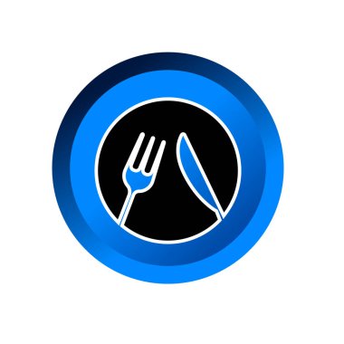 Çatal bıçak takımları ikon vektör illüstrasyon sembolü izole şablon. Çatal ve masa bıçağı utensil simge vektör çizim şablonu herhangi bir amaç için izole edildi.