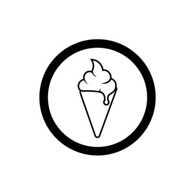Dondurma külahı vektör çizim sembolü. Dondurma ikonu vektör illüstrasyon logosuyla doldurulmuş koni şeklinde gofret.
