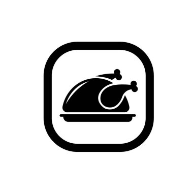 Tabak ikonu vektör resmetme sembolü izole edilmiş bir şablonda kızarmış tavuk. Kızarmış ördek ikonu vektör illüstrasyon logosu herhangi bir amaç için izole edildi.