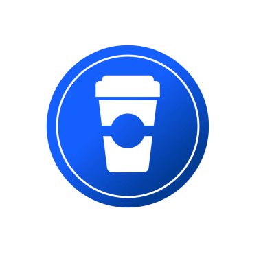 Bir fincan sıcak kahve düz ikon vektör illüstrasyon logosu. Kağıt bardaktaki sıcak kahve simge vektör illüstrasyon logosunu simgeler.