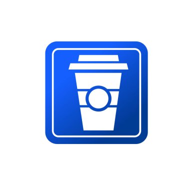 Bir fincan sıcak kahve düz ikon vektör illüstrasyon logosu. Kağıt bardaktaki sıcak kahve simge vektör illüstrasyon logosunu simgeler.