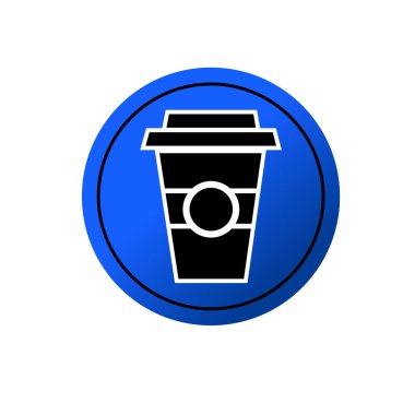 Bir fincan sıcak kahve düz ikon vektör illüstrasyon logosu. Kağıt bardaktaki sıcak kahve simge vektör illüstrasyon logosunu simgeler.
