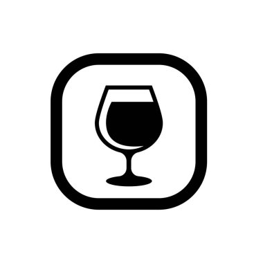 Cam düz ikon vektör illüstrasyon logosundaki şarap izole edilmiş şablon. Cam ve Şampanya sembolleri simge vektör illüstrasyon logo şablonu herhangi bir amaç için izole.