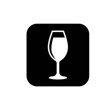 Cam düz ikon vektör illüstrasyon logosundaki şarap izole edilmiş şablon. Cam ve Şampanya sembolleri simge vektör illüstrasyon logo şablonu herhangi bir amaç için izole.