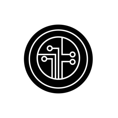 Elektronik devre düz ikon vektör illüstrasyon logosu izole edilmiş şablon. Devre tahtası sembolleri simge vektör çizim logo şablonu herhangi bir amaç için izole edildi.