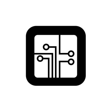 Elektronik devre düz ikon vektör illüstrasyon logosu izole edilmiş şablon. Devre tahtası sembolleri simge vektör çizim logo şablonu herhangi bir amaç için izole edildi.