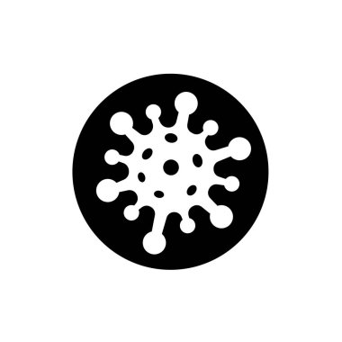 Coronavirus yassı ikon vektör illüstrasyon logosu izole edilmiş şablon. herhangi bir amaç için izole edilmiş covid 19 virüs sembolü simge vektör çizim logo şablonu.