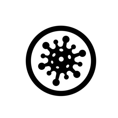 Coronavirus yassı ikon vektör illüstrasyon logosu izole edilmiş şablon. herhangi bir amaç için izole edilmiş covid 19 virüs sembolü simge vektör çizim logo şablonu.