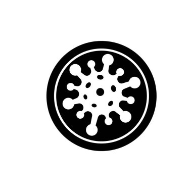 Coronavirus yassı ikon vektör illüstrasyon logosu izole edilmiş şablon. herhangi bir amaç için izole edilmiş covid 19 virüs sembolü simge vektör çizim logo şablonu.