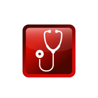 Stetoskop düz ikon vektör illüstrasyon logosu izole şablon. tıbbi araç sembolleri simge vektör çizim logo şablonu herhangi bir amaç için izole.