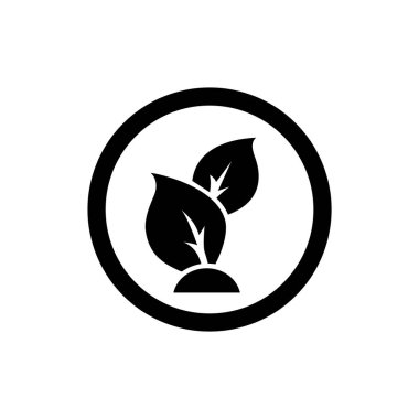 Logo düz ikon vektör illüstrasyon logosunu izole şablon olarak bırakır. Yaprak sembolleri simge vektör çizim logo şablonu herhangi bir amaç için izole.