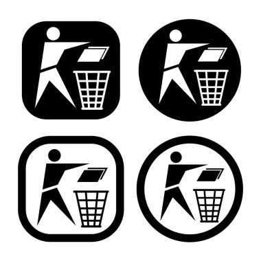 Elektronik devre logo ikonu vektör illüstrasyon logo şablonunu herhangi bir amaç için geri dönüştür. İzole edilmiş. Herhangi bir amaç için thrash simgesi vektör illüstrasyon logo şablonu atılıyor. İzole edilmiş