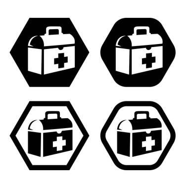 Tıbbi bavul ikon vektörü. Tıbbi bavul logosu web tasarımı için. Tıbbi bavul sembolü çizimi. Herhangi bir amaç için simge vektör illüstrasyon logo şablonu.