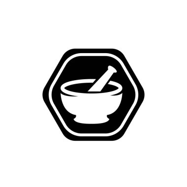 Havan topu ve sopa logosu vektör illüstrasyon logo şablonu herhangi bir amaç için. İzole edilmiş. Havan ve tokmak simgesi vektör illüstrasyon logo şablonu herhangi bir amaç için.