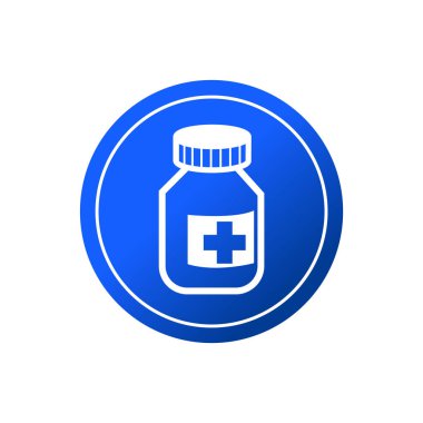 İlaç şişesi ya da logo ikonu vektör illüstrasyon logo şablonu herhangi bir amaç için. İzole edilmiş. İlaç şişesi veya ilaç şişesi ikon vektör çizim logo şablonu herhangi bir amaç için.