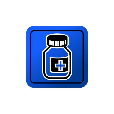 İlaç şişesi ya da logo ikonu vektör illüstrasyon logo şablonu herhangi bir amaç için. İzole edilmiş. İlaç şişesi veya ilaç şişesi ikon vektör çizim logo şablonu herhangi bir amaç için.