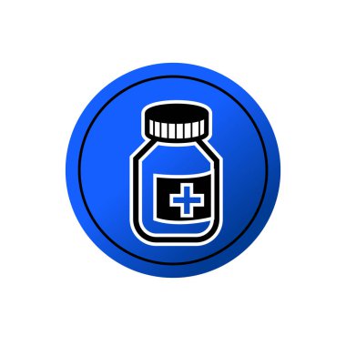 İlaç şişesi ya da logo ikonu vektör illüstrasyon logo şablonu herhangi bir amaç için. İzole edilmiş. İlaç şişesi veya ilaç şişesi ikon vektör çizim logo şablonu herhangi bir amaç için.