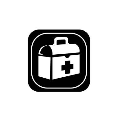 Tıbbi bavul ikon vektörü. Tıbbi bavul logosu web tasarımı için. Tıbbi bavul sembolü çizimi. Herhangi bir amaç için simge vektör illüstrasyon logo şablonu.