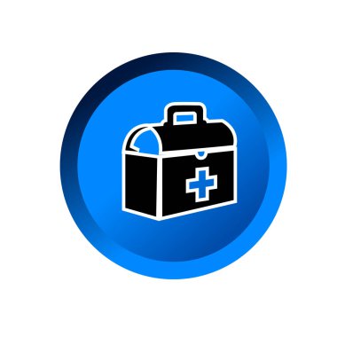 Tıbbi bavul ikon vektörü. Tıbbi bavul logosu web tasarımı için. Tıbbi bavul sembolü çizimi. Herhangi bir amaç için simge vektör illüstrasyon logo şablonu.