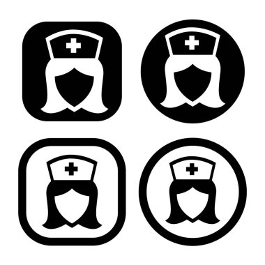 Kapak logosu vektör illüstrasyon logosu şablonu izole edildi. Hemşire simgesi çizim logo şablonu herhangi bir amaç için.