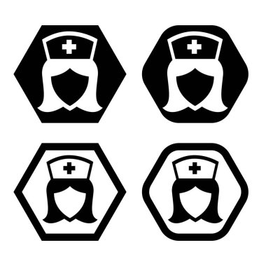 Kapak logosu vektör illüstrasyon logosu şablonu izole edildi. Hemşire simgesi çizim logo şablonu herhangi bir amaç için.